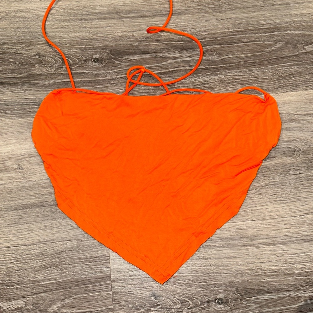 Neon Orange Halter Triangle Crop Top